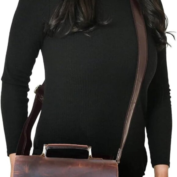 Leather messenger bag shoulder bag cross body vintage messenger bag for women & - Picture 9 of 9